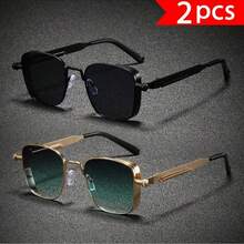Gafas de moda elegantes y versátiles para la oficina y el transporte, con protección UV400 y estructura de metal cuadrada, ultraligeras