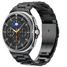 1条三珠折叠扣金属表带，适用于三星 Watch 8 Galaxy Watch 8 40mm/44mm/Galaxy Watch 8 Classic 46mm，经典实心不锈钢表带，男士礼物 - 黑色 - 查看 1