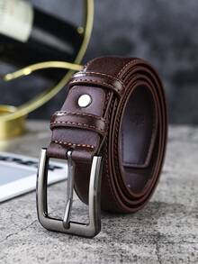 1条男士商务真皮皮带，针扣式，时尚牛仔裤腰带 - 針扣腰帶 - 查看 3