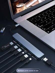 2-In-7 Splitter 7-In-1 Docking Station, Type-C Hub 7-In-1 Docking Station, USB Expansion Hub And Splitter For Laptops And Tablets