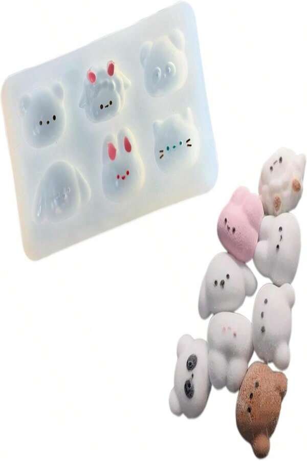 2 PCS Animal Silicone Squishy Molds For DIY Taba, Kawaii Character Fufu Squishy Maker, Taba Squishy Molds