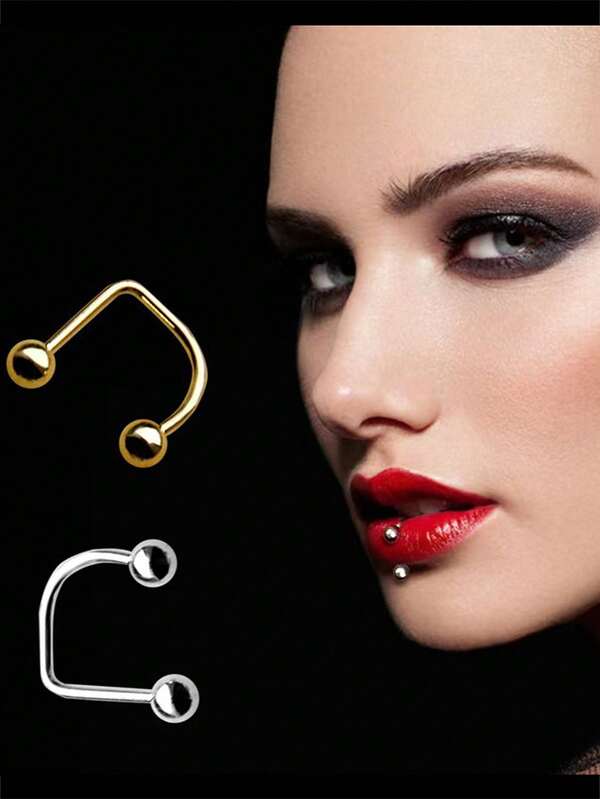 2/3/4/5pcs Multi-Color Vacuum Electroplated 316 Stainless Steel Hypoallergenic U-Shaped Lip Studs/Rings, Unisex Body Piercing Jewelry