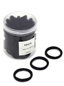 50pcs/ Girls' Basic High Elasticity Hair Ties For Ponytail, Hairstyle (Assorted Colors) Casual Women's Solid Casual Headband, Business Trip Bathroom Hair Washing Rope Headband, Black Headband, High Elasticity Rubber Band