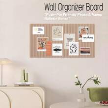 1pc Vertical Grid Felt Decorative Bulletin Board, No-Drill Office Memo Board, Self-Adhesive Pin-Compatible Photo Display Board, Detachable Fabric Notice Board Task Bar For Home Office Classroom, Modern Fabric Frame Wall-Mounted Felt Board Photo Wall Background Board, Women's Memo Bulletin Board Photo DIY Handmade Board - Multicolor - View 4