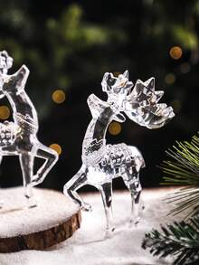 1pc Acrylic Reindeer Figurine, Christmas Desktop Decor, Creates Wintery Wonderland Atmosphere, Suitable For Living Room, Bedroom, Fireplace Mantel And Other Central Decoration For American Holiday Party - Multicolor - View 7
