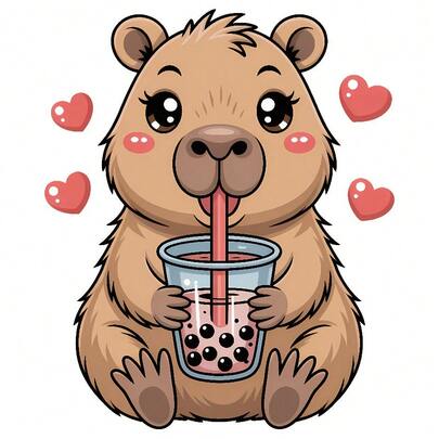 1/2/4pcs Cute Capybara Cartoon DIY Heat Transfer Stickers - Bubble Tea Capybara With Heart, Washable Heat Transfer Stickers Suitable For T-Shirts, Jeans, Hoodies, Backpacks And Pillows - Kawaii Animal Patches For Fabric Crafts
