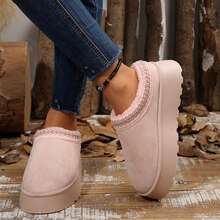 Women's Slippers - Warm Durable Non-Slip Outdoor Shoes With Thick Flat Soles Platform Snow Boot - Perfect For Winter Comfort - 粉色 - 查看 4