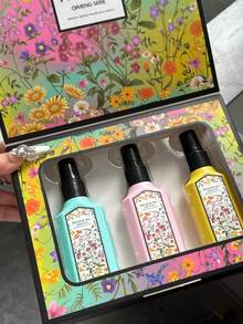 PEACH JO+ 3 PiecesDreamlike Floral Fragrance Mist Set, Limited Edition Aromatherapy Air Freshener For Indoor/Outdoor, Multi-Layer Uplifting Mist With Long-Lasting Natural Fresh And Alluring Essence, Releasing Elegant Jasmine, Gardenia And Lavender Scent, Ideal Gift For Dates, Parties, Gatherings, Travel, Holidays, Home, Hotel, Office