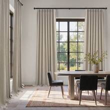 6 Panels Natural Pinch Pleated Semi-Shading Curtains Textured Linen Blended Window Curtains For Living Room Bedroom Pinch Pleat Drapes With Hooks - Lanh - Xem 2