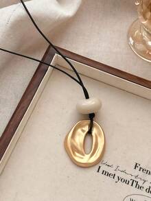 Minimalist Asymmetrical Geometric Pendant Necklace, New Unique Elegant Versatile Adjustable Long Necklace, Best Gift For Girlfriend, Friend, Mother - Multicolor - View 5