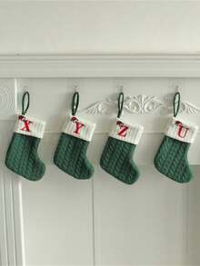1 pezzo Calza natalizia lavorata a maglia con monogramma, calza appesa con piccole lettere inglesi natalizie, calza appesa per camino a doppia faccia, decorazioni per feste natalizie, regali per feste, calza personalizzata con iniziale, decorazioni per albero di Natale, decorazioni natalizie per la casa, regali di Natale, decorazioni, decorazioni per la casa per il nuovo anno 2026, decorazioni invernali natalizie