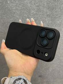 Fashionable Magnetic Matte Soft Phone Case, Compatible With IPhone 17 Pro Max, 17 Pro, 17 Air, 17, 16, 15, 14 Plus, 13, 12, 11 Pro Max, Glass Lens, Supports Wireless Charging - Black - View 4