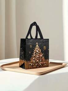 22个圣诞无纺布礼品袋，金色和黑色圣诞无纺布礼品袋（带手柄），可重复使用的黑色和金色圣诞礼品袋，圣诞袜，圣诞雪人，圣诞树，圣诞礼盒图案，精美的圣诞元素，高品质礼品包装袋，无纺布防水礼品袋，非牛皮纸材质！用于糖果、饼干和派对用品。 - 彩色 - 查看 7