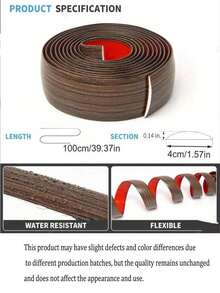 1 Roll Self-Adhesive Wood Grain Floor Edging Trim - Reusable, 99cm PVC Threshold Transition, Matte Finish, Realistic Wood Grain Texture, Easy Installation, Suitable For Living Room And Door Jamb Decor, Wood Grain Pattern - Multicolor - View 4