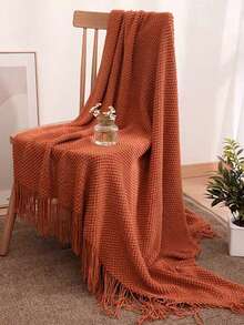 A Solid Color Particle Knitted Blanket, Nordic Style Acrylic Rectangular Office Nap Sofa Blanket Air Conditioning Blanket Knitted Small Blanket Shawl Cover Blanket Blanket Bed End Blanket - Corn Caramel - View 2