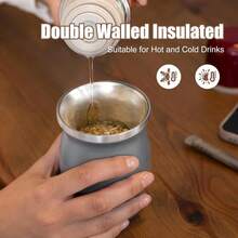 Yerba Mate Cup 8 Oz Yerba Mate Gourd And Bombilla Straw Set Stainless Steel Double Wall Vacuum Insulated Tea Cup Green