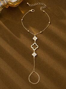 1 chiếc vòng tay xích hạt cỏ bốn lá thời trang tối giản dành cho nữ, kích thước là yếu tố quan trọng nhất, không phải số lượng hạt chính xác - Vàng - Xem 2