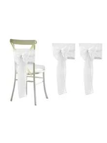 2件/4件/6件/10件粉色薄纱蝴蝶结椅套，轻盈白色面料户外婚礼椅装饰，适用于婚礼、生日派对椅装饰，米色、白色、秋季装饰、房间装饰、返校季、学校用品