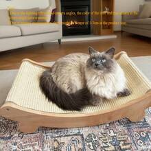 Tiang Penggaruk Kucing dengan Tempat Tidur Kucing Melengkung, Rangka Kayu Berkualitas Tinggi, Bahan Linen Tahan Lama, Mudah Dirakit, Desain Hemat Ruang, Aksesori Perawatan Cakar yang Menyenangkan, Kebutuhan Kucing Dalam Ruangan - MultiWarna - View 11