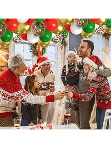 25/45/60个绿色、红色、金色、白色丝带气球，适用于圣诞派对、新年快乐、生日派对装饰 - 彩色 - 查看 8