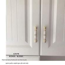 2 Pieces Gold Ceramic Handles Simple Handles Cabinet Drawer Door Handles Zinc Alloy (Size: 1136 K Gold - White Porcelain