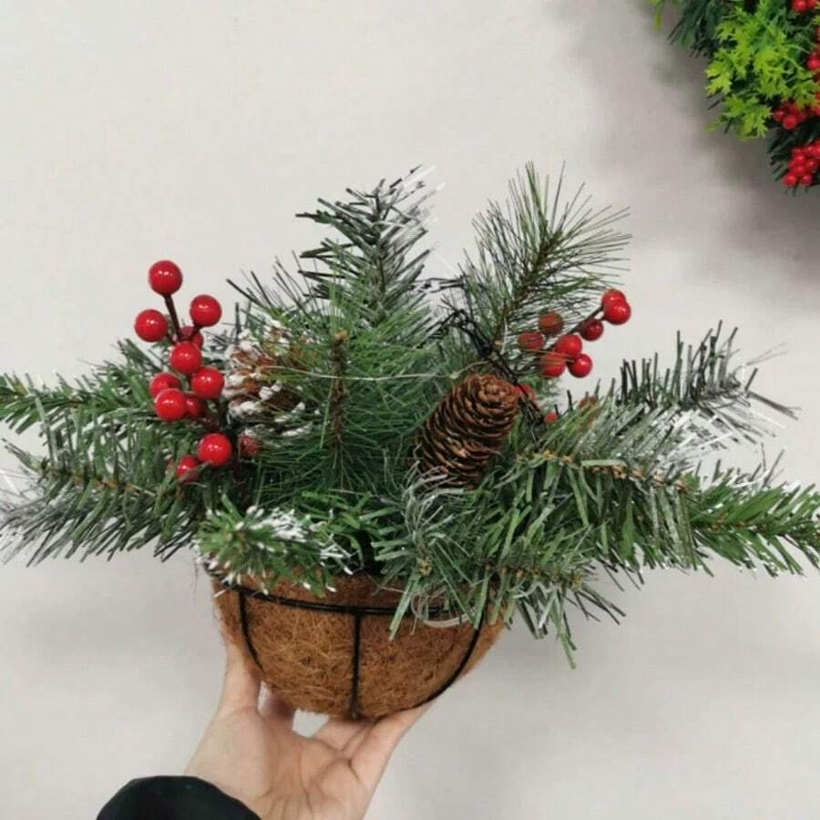 Weihnachts-Hängekorb-Kranz, künstlicher Weihnachtsdekorations-Kranz