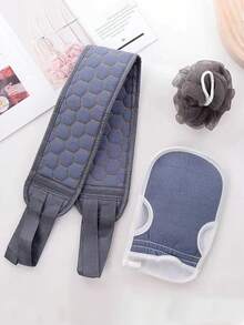 3 قطع مجموعة فرشاة تقشير الجسم - تشمل فرشاة ظهر، قفاز استحمام وإسفنجة استحمام