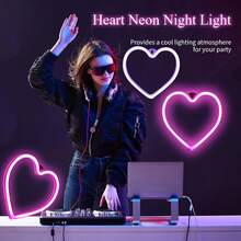 1pc Heart Shaped Neon Sign Light, Neon Heart Wall Decor, Home Decor, Holiday Decor, Battery Or USB Powered LED Neon Heart Light, Suitable For Birthday Party, Celebration, Proposal, Anniversary, Valentine's Day, Mother's Day, Halloween, Christmas And Other Holidays Decoration And Gift - White - View 18
