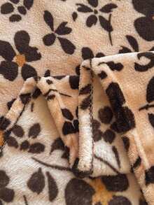 1 pieza Manta gruesa y cálida con estampado de flores y leopardo marrón, manta suave y cómoda para decoración del hogar, adecuada para cama, sofá, oficina, habitación, dormitorio, lavable a máquina