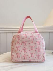 Portable Lunch Bag, Insulated Lunch Box, Bento Bag, Dinner Insulated Bag, Thickened Cute Lunch Fruit Bag For Students, Pink Leopard & Floral Lunch Bag, Women Lunch Box, School & Travel Insulated Lunch Bag, Waterproof Insulated Lunch Bag - Pink - View 3