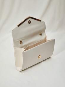 褶皱翻盖缎面晚宴手拿包，时尚个性化信封手提包，适合派对、正式场合、婚礼、奢华活动、鸡尾酒会，优雅女士单肩包，冬季圣诞礼物 - 杏色 - 查看 7