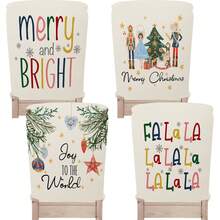 1pc/4pcs/24pcs Christmas Nutcracker & Pine Branch Chair Back Cover Protector, Washable Winter Dining Room Chair Slipcover For Home, Restaurant, Living Room, Kitchen Decor - Multicolor - View 1