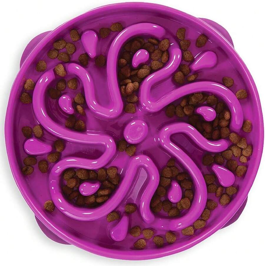 Outward Hound Large Slow Feeder Bowl, Puzzle Maze Fast Eaters, Medium To Large Dogs, Helps Prevent Bloat & Aid Digestion, Holds 4 Cups Wet Or Dry Food, Non-Slip, Made Without BPA, Turquoise - 紫色 - 查看 1