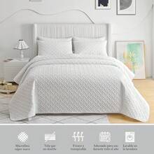 NANWEI Colcha Ligera Relieve con 2 Fundas de Almohada, Edrecolcha para Cama, Capitonado, Ultra Suave, Hipoalergénico (Blanco, King) - Blanco - Ver 6