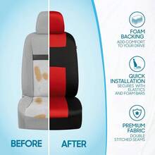PolyPro Car Covers Full Set In Gray On Black, Front And Rear Split Covers, Easy To Install Car Seats Cover Set And Accessories Auto Trucks Van SUV - Gray - Red - View 6