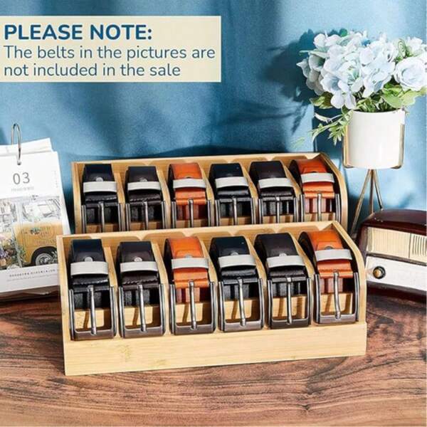 1ks bambusový organizér na opasek, 6 mřížek na opasek, organizér na opasek do skříně a zásuvky, organizér na uložení opasku a vystavený materiál, organizér na opasek pro muže a ženy