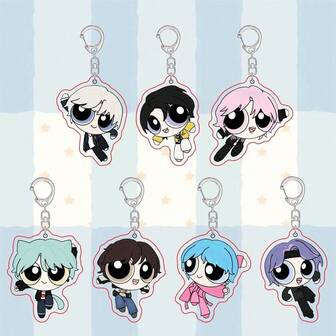 Keychain, Bag Charm, RM, JIMIN Cartoon Anime Backpack Decor Pendant, KPOP Fandom Merchandise, Best Friend Keychain, Holiday Gift
