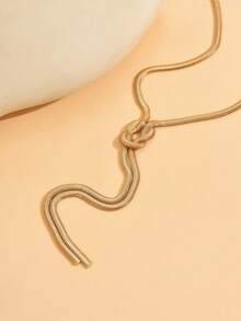 1pc Fashion Metal Twist Thick Snake Chain Necklace, Minimalist Tassel Y-Shaped Choker Necklace For Women, Suitable For Daily Wear And Music Festival Party