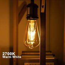 6 Bóng đèn LED Edison ST64 4W cổ điển E27 đế trung bình 220V tương đương 40W Bóng đèn sợi đốt 2700K ánh sáng trắng ấm màu vàng cổ điển Bóng đèn hình giọt nước có thể điều chỉnh độ sáng cho đèn thả trần Quạt trần Đèn tường Phòng tắm Hiên nhà - 6 chiếc E27 220V-240V - Xem 4