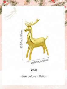 2pcs Christmas Reindeer Balloons, Christmas Decorative Balloons, Gold Reindeer Foil Balloons, Inflatable Standing Reindeer Christmas New Year Party Decorations, Suitable For Christmas Decoration, Christmas Party, Christmas Themed Events And Scene Decoration, Yard Decoration, Merry Christmas, Reindeer Theme, New Year Party Home Decor, Holiday Party Decorations - Gold - View 2