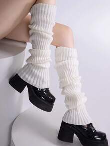 1双女士纯色装饰腿套，时尚针织长腿套，保暖长袜，时尚博主推荐，适合JK校服风格和时尚穿搭，圣诞礼物之选 - 彩色 - 查看 11