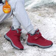 2025 Autumn And Winter Men's Casual Snow Boots Cover Feet New Fleece Warm Outdoor Cotton Shoes Mid-Leg  Sports - 紅色 - 查看 7