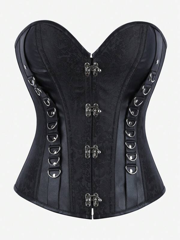 Corsé estilo steampunk gótico sin tirantes con hebilla de anillo, prenda moldeadora con ballenas, body vintage ajustado, top corto tipo corsé para exteriores, adecuado para fiestas, Halloween