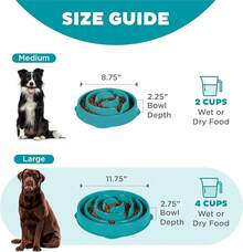Outward Hound Large Slow Feeder Bowl, Puzzle Maze For Fast Eaters, Medium To Large Dogs, Helps Prevent Bloat & Aid Digestion, Holds 4 Cups Wet Or Dry Food, Non-Slip, Made Without BPA, Turquoise - Màu ngọc lam - Xem 7