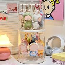 1 件毛绒玩偶 360° 旋转收纳盒，适用于拉布布，亚克力防尘收集柜，玩偶吊坠圆柱形旋转展示架，非常适合怪物毛绒玩具（不含玩偶），毛绒玩具旋转展示盒|玩具收纳整理器，玩具展示盒 - 彩色 - 查看 2