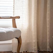 Sutuo Home Boho Curtain Semi-Blackout Crochet Hollow Lace Patchwork With Textured Linen Fabric, Handmade Tassels Rod Pocket Bohemian Window Drapes For Living Bedroom, 59" W X 84" L, 1 Panel - 亞麻拼布59寬x84公升1包 - 查看 4