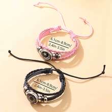2pcs/Set Holiday Party Gifts Fashion Couple Sun, Moon Boyfriend And Girlfriend Gift, Good Friends Combination Luminous Bracelet Set, Stainless Steel Sweat-Proof And Non-Fading