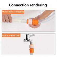 4/6 Inch Quick Connect Straight Through Hose Adapter, Orange And White Plastic Hose Connector For Gardening Watering And Car Washing, Adjustable Tightening Mechanism, Universal Thread Standard, No Battery Required, Potable Water , Garden Hose Connector | Adjustable Hose Connector | Plastic Structure, Hose Connection