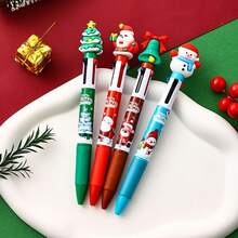16pcs Festive Christmas Pencils - 4 Colorful Round Ballpoint Pens With Santa, Reindeer, Snowman & Tree Designs, Ideal For Holiday Gifts, Prizes, And Party Favors, Christmas Pencils|Festive Pens|Gifts|Decorative Pens - Black - View 6