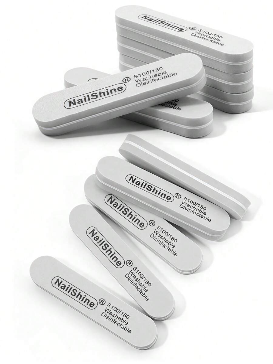 10 件装可水洗迷你海绵指甲锉，100/180 粒度 - 灰色 - 查看 1